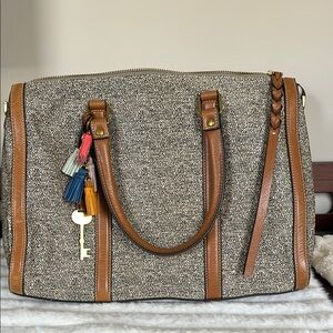 Fossil Brown and Cream Women's Bag with lg key